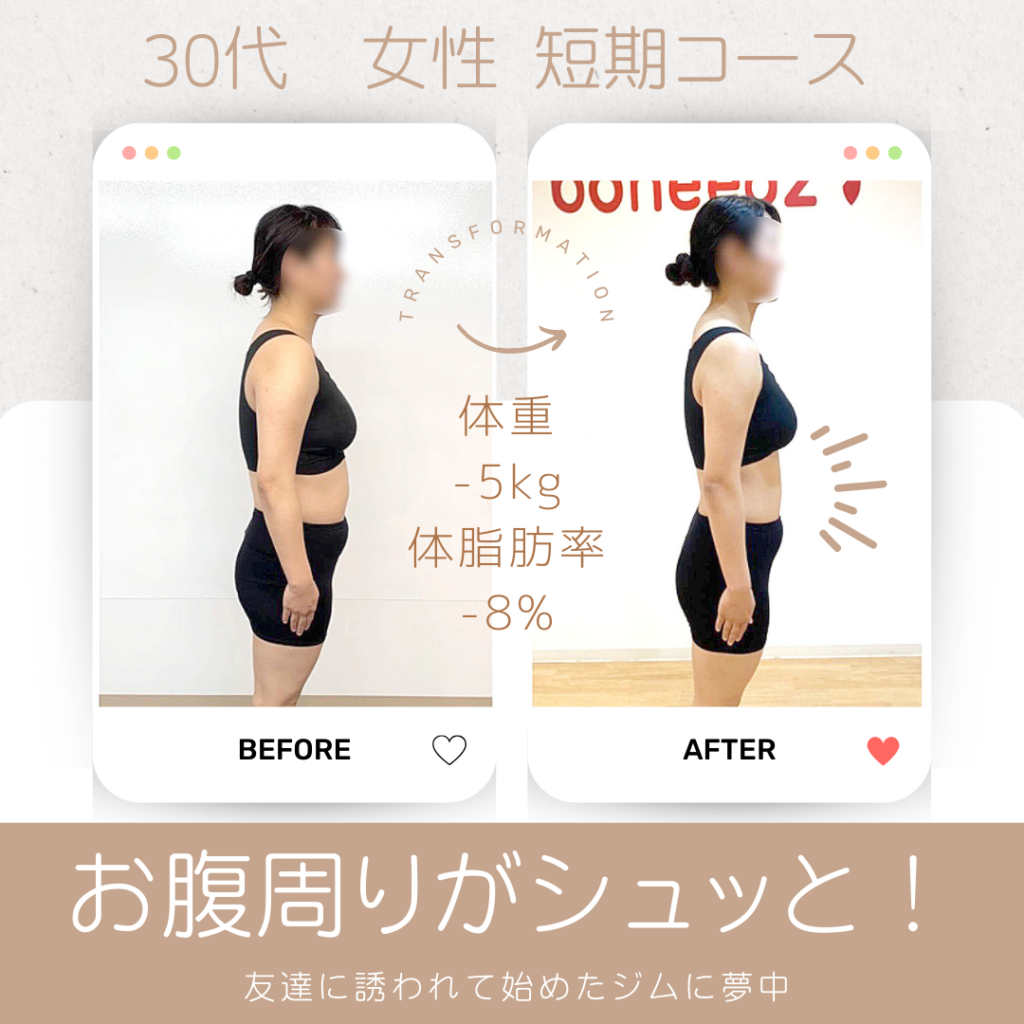 30代女性 短期コースでお腹周りもスッキリ!!